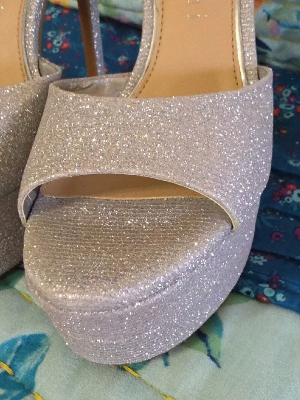 Gianni Bini Silver Glitter Platform Heels